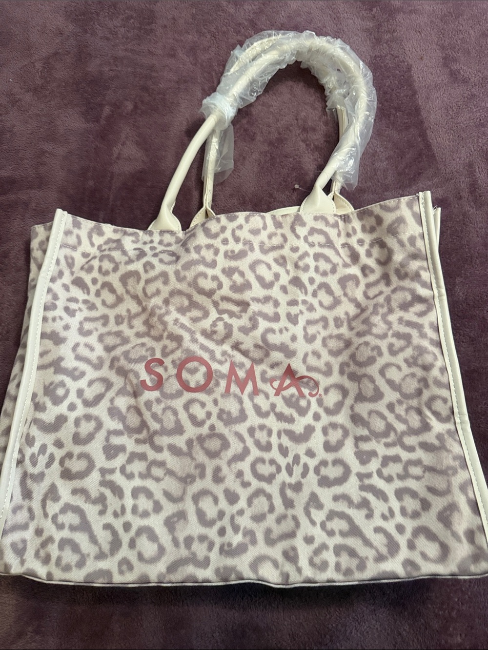 Soma Blush Leopard Print Canvas Tote